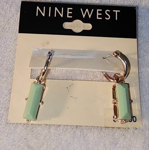 Macy's Nine West Gold and Mint Earrings - Picture 1 of 5
